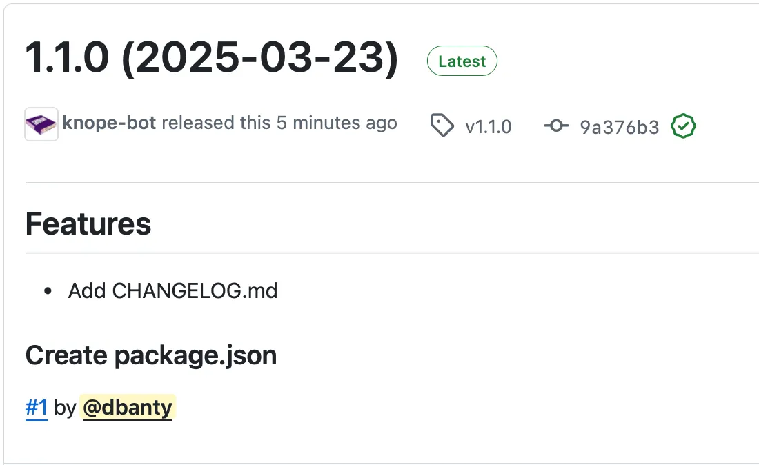 The release page for 1.1.0