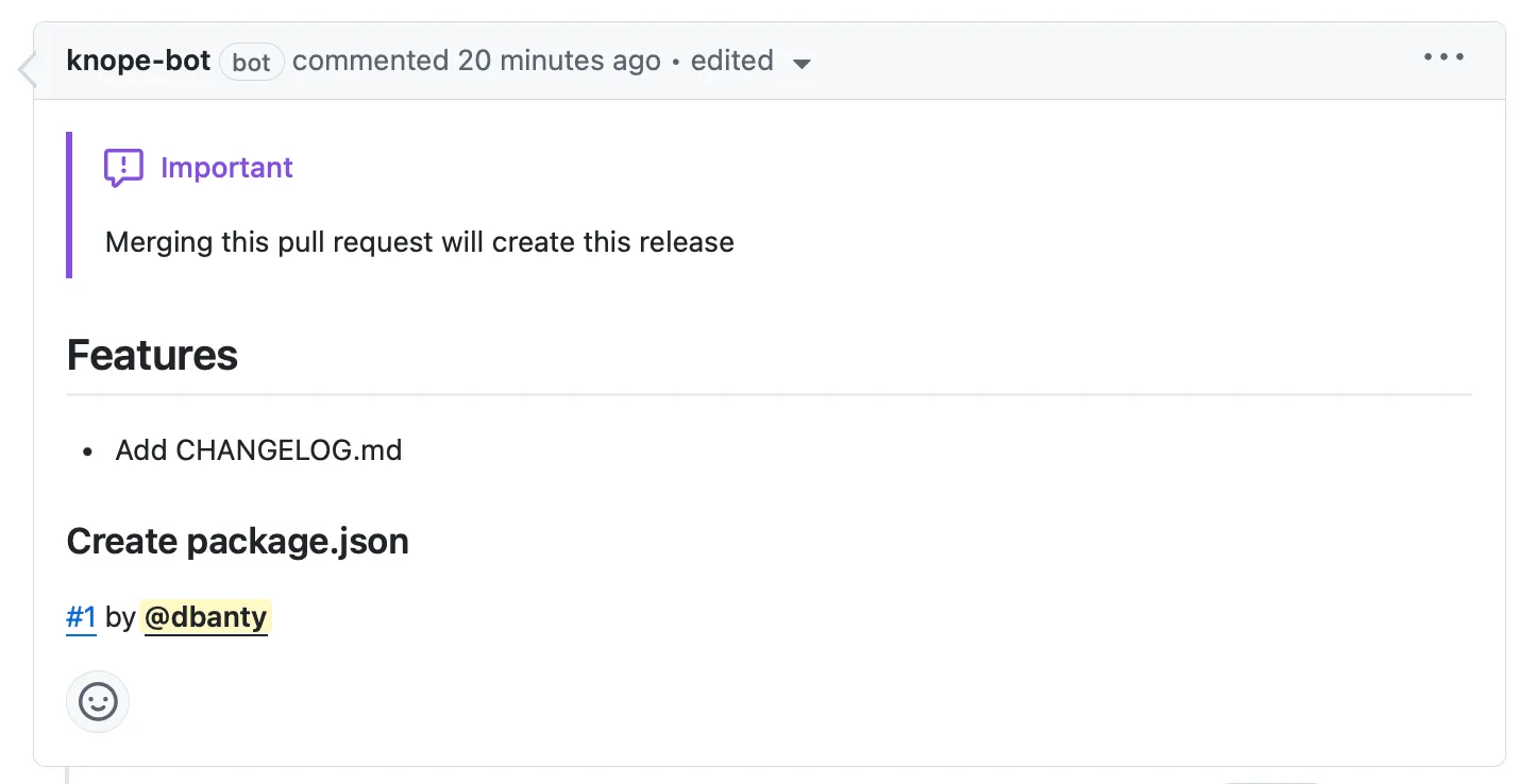 The updated release pull request with the new bullet point