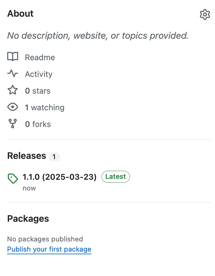 Release 1.1.0 in the sidebar